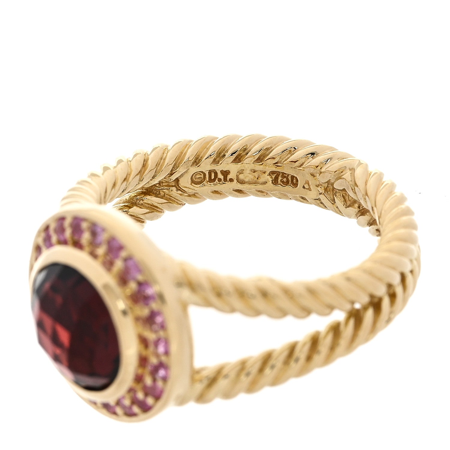 David Yurman 18K Yellow Gold Garnet Pink Sapphire 8mm Petite Cerise Ring 52 6 5 of 5