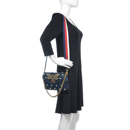 Gucci Nappa Pearl Studded Mini Queen Margaret Broadway Shoulder Bag Blue Agata 2 of 12