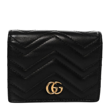 Gucci Calfskin Matelasse GG Marmont Card Case Wallet Black 1 of 8