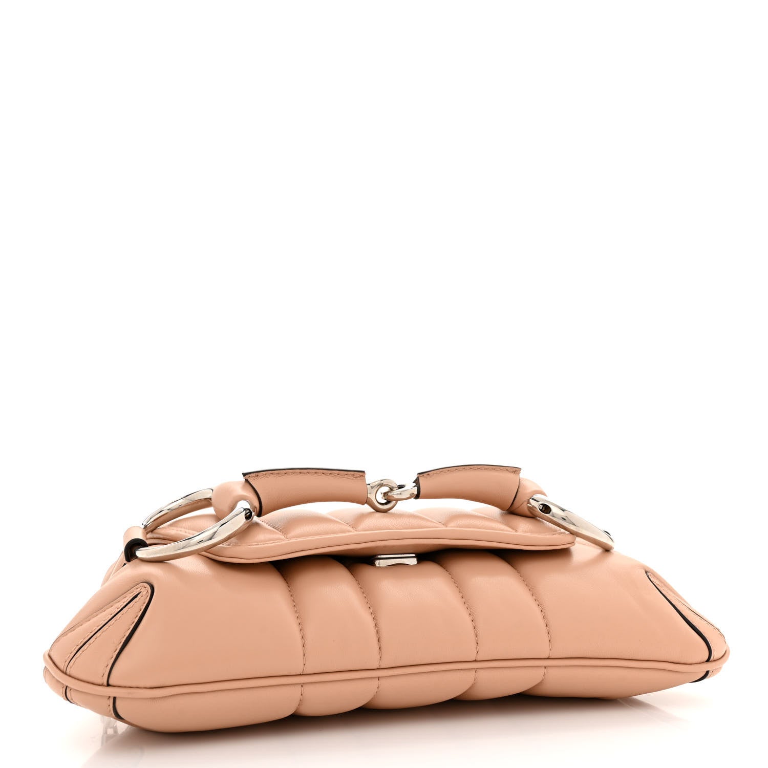 Gucci Nappa Vertical Matelasse Small Maxi Horsebit Chain Shoulder Bag Beige 4 of 10