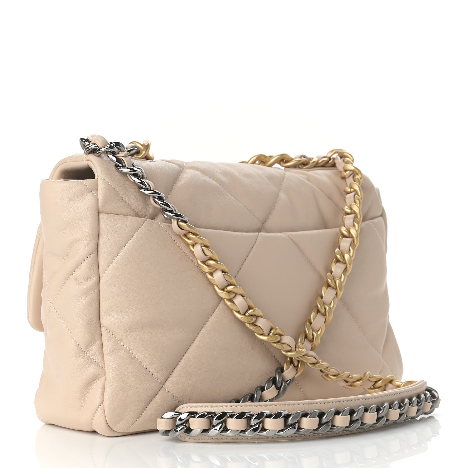 Chanel Lambskin Quilted Large Chanel 19 Flap Beige 3 of 9