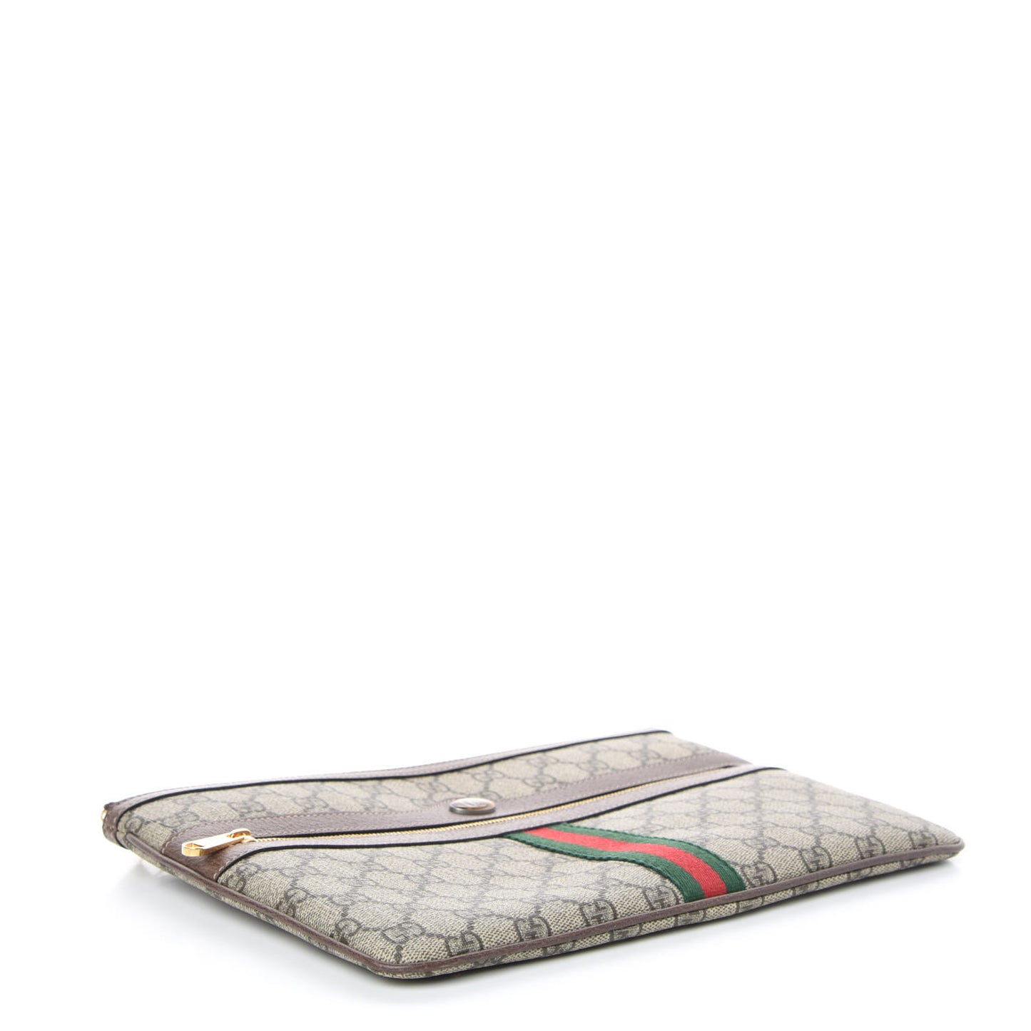 GG Supreme Monogram Large Ophidia Pouch Clutch Brown
