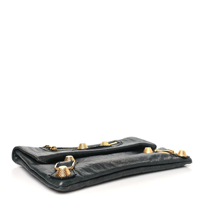Balenciaga Agneau Giant 21 Gold Hardware Envelope Clutch  Anthracite 4 of 10