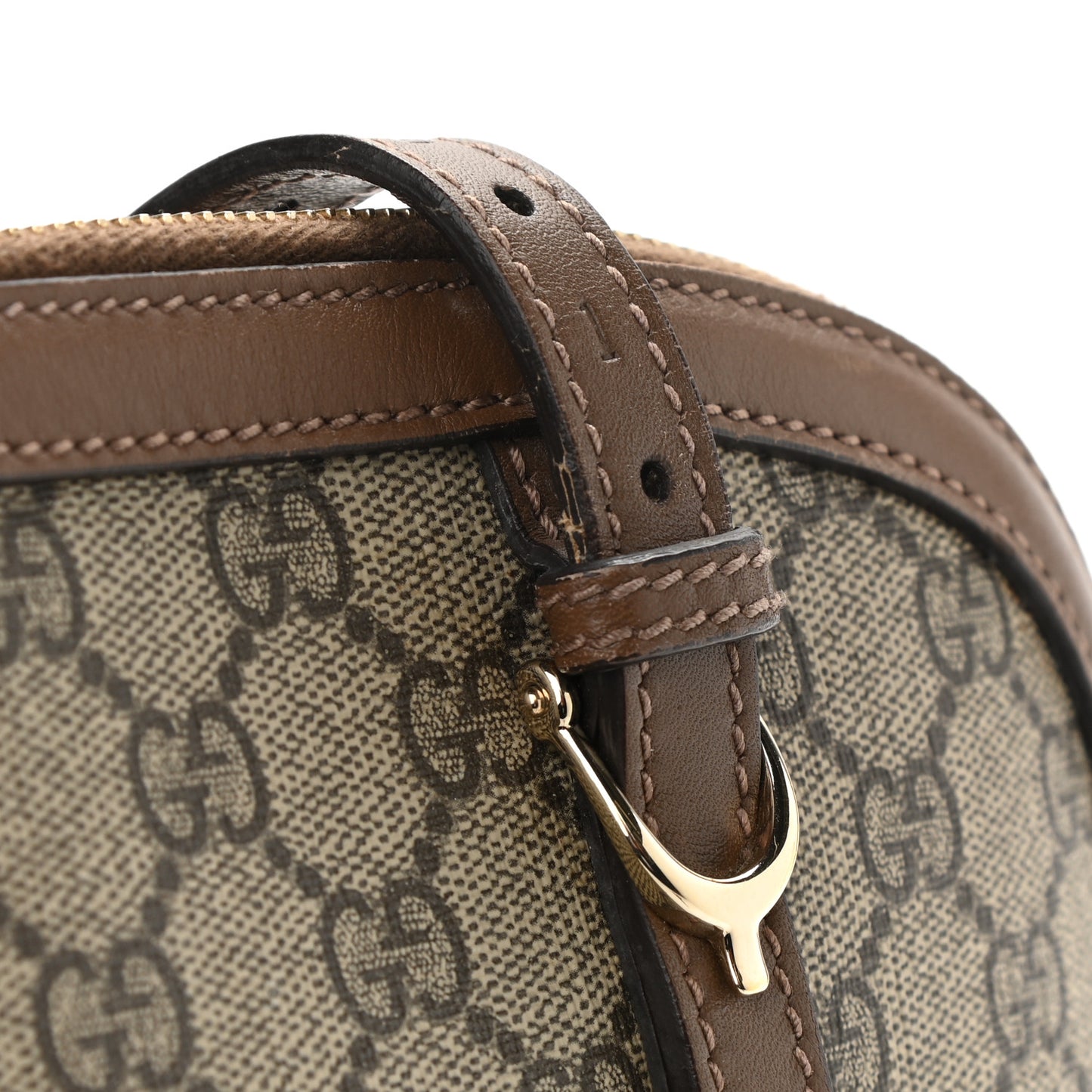 GG Supreme Monogram Margaux Calfskin Small Nice Top Handle Dome Bag Beige Ebony Acero