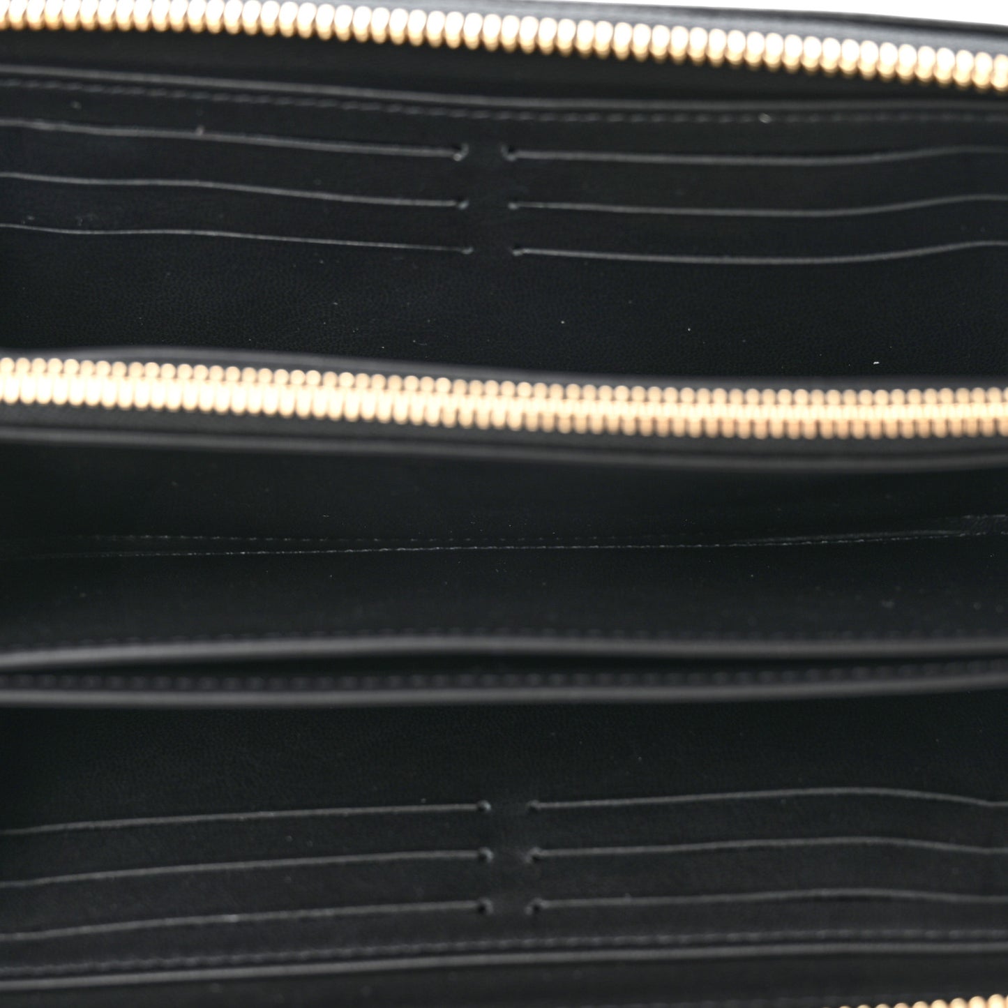 Lambskin Embossed Monogram Coussin Zippy Wallet Black