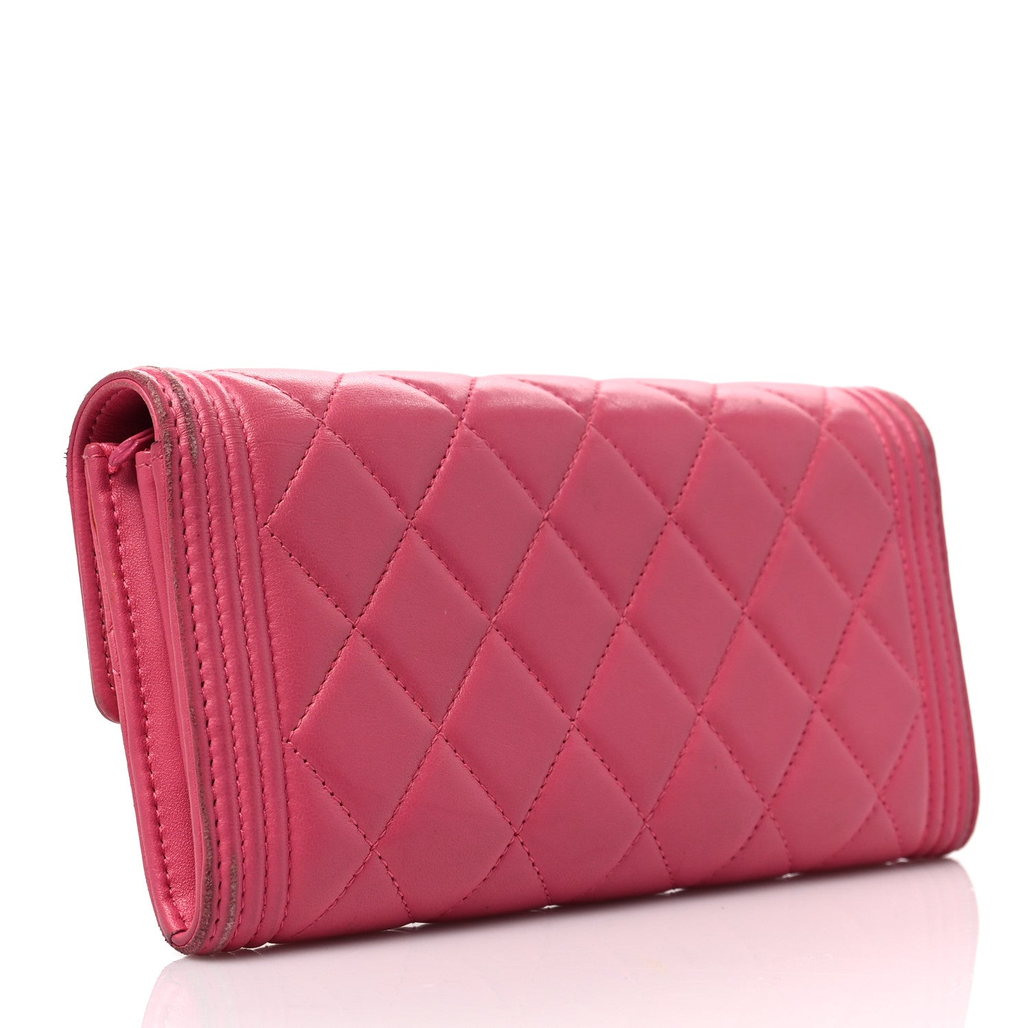 Chanel Lambskin Quilted Boy Flap Wallet Fuchsia 3 of 9