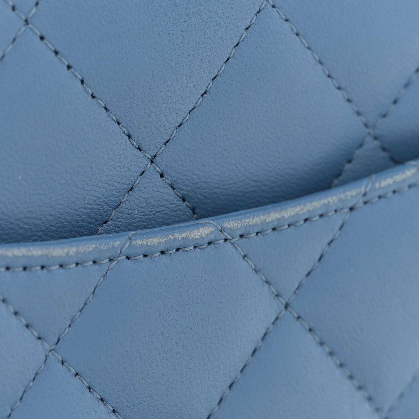 Lambskin Quilted Wallet On Chain WOC Light Blue