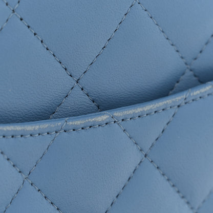 Chanel Lambskin Quilted Wallet On Chain WOC Light Blue 13 of 14