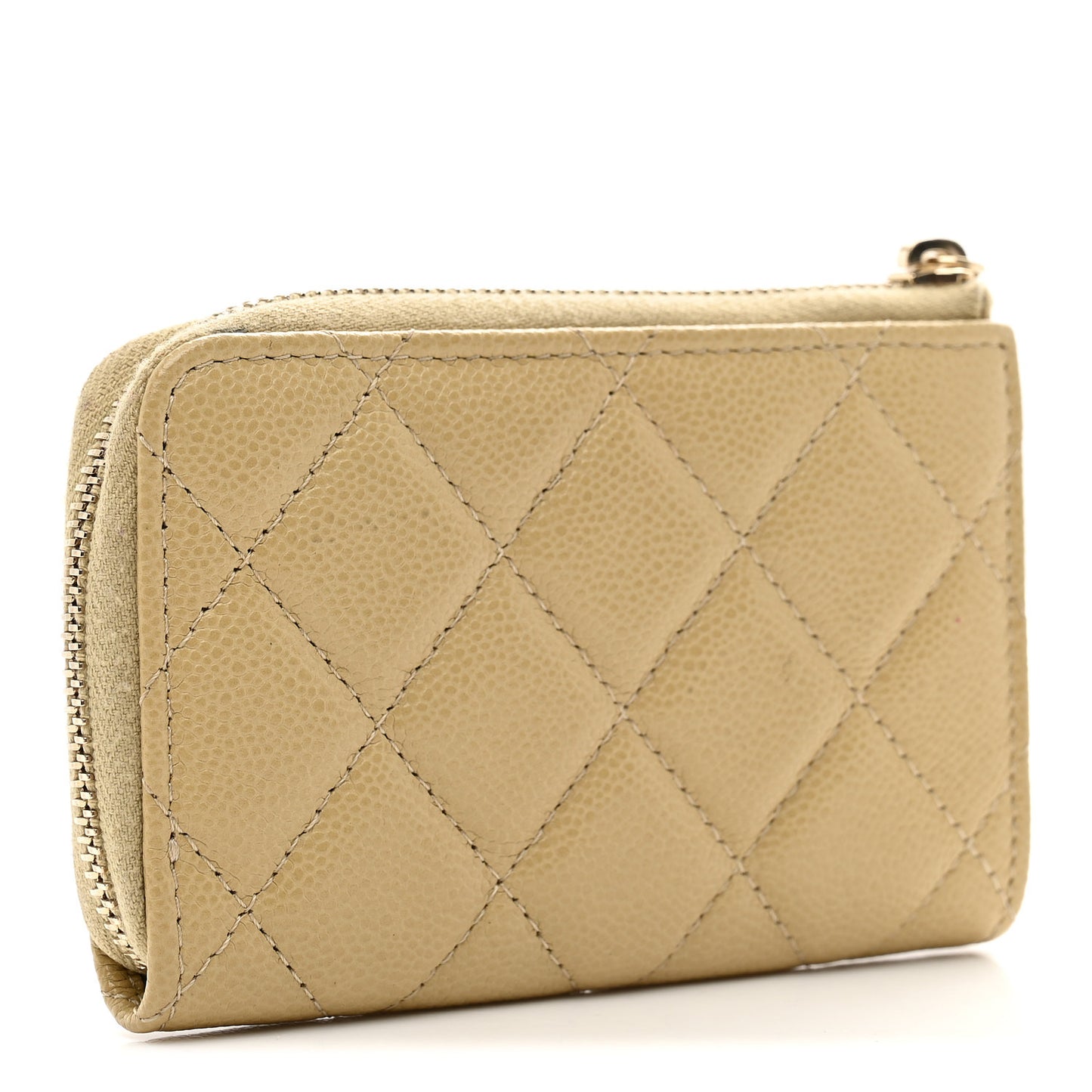 Caviar Quilted Zipped Key Holder Case Light Green