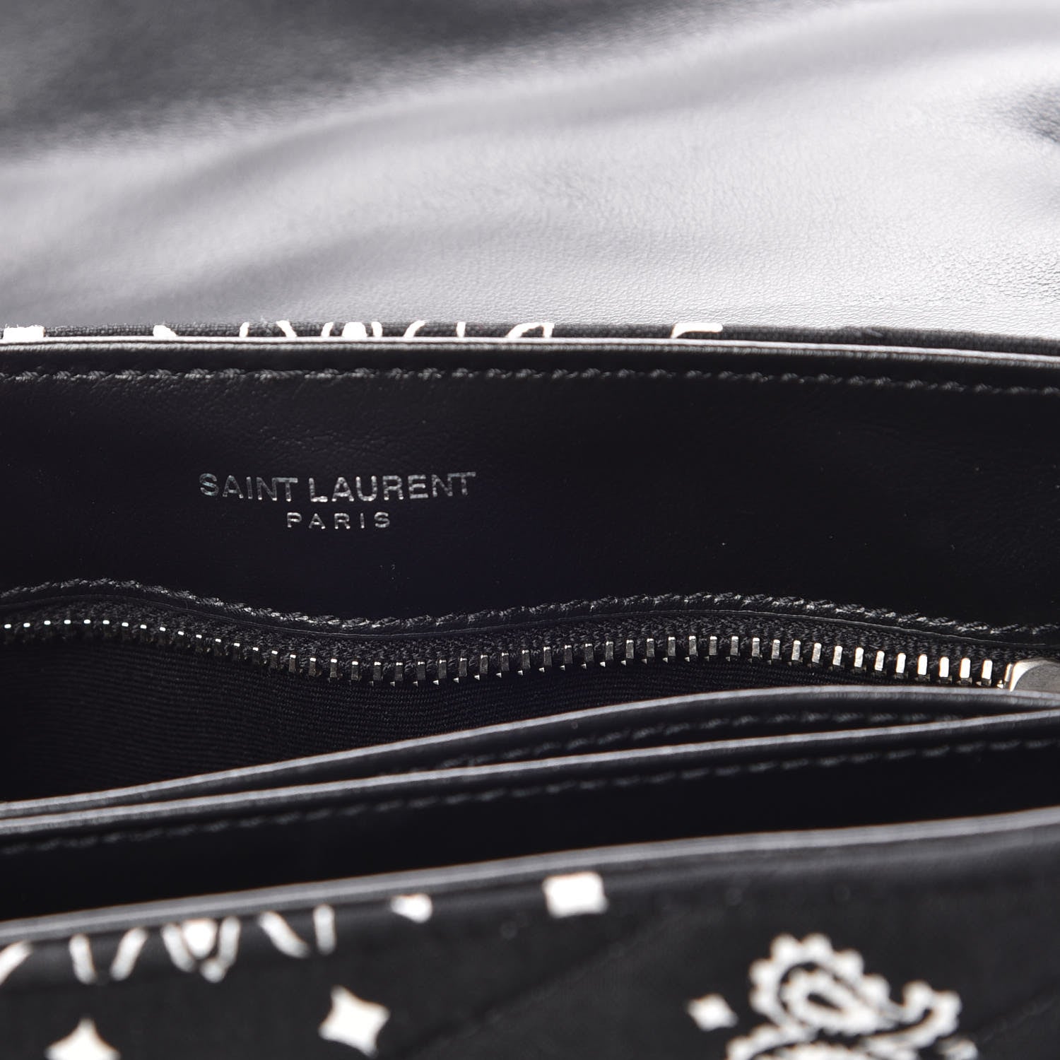 Saint Laurent Cotton Bandana Y Quilted Monogram Toy Loulou Crossbody Bag Black White 6 of 11