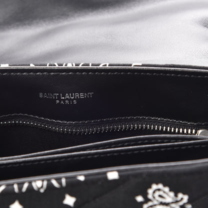 Saint Laurent Cotton Bandana Y Quilted Monogram Toy Loulou Crossbody Bag Black White 6 of 11