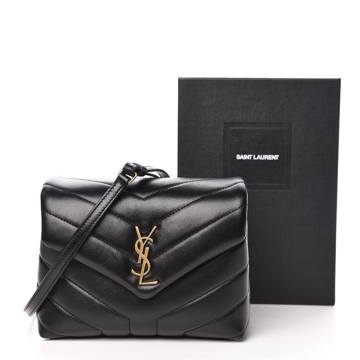 Calfskin Y Quilted Monogram Toy Loulou Crossbody Bag Black