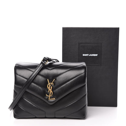 Saint Laurent Calfskin Y Quilted Monogram Toy Loulou Crossbody Bag Black 10 of 10