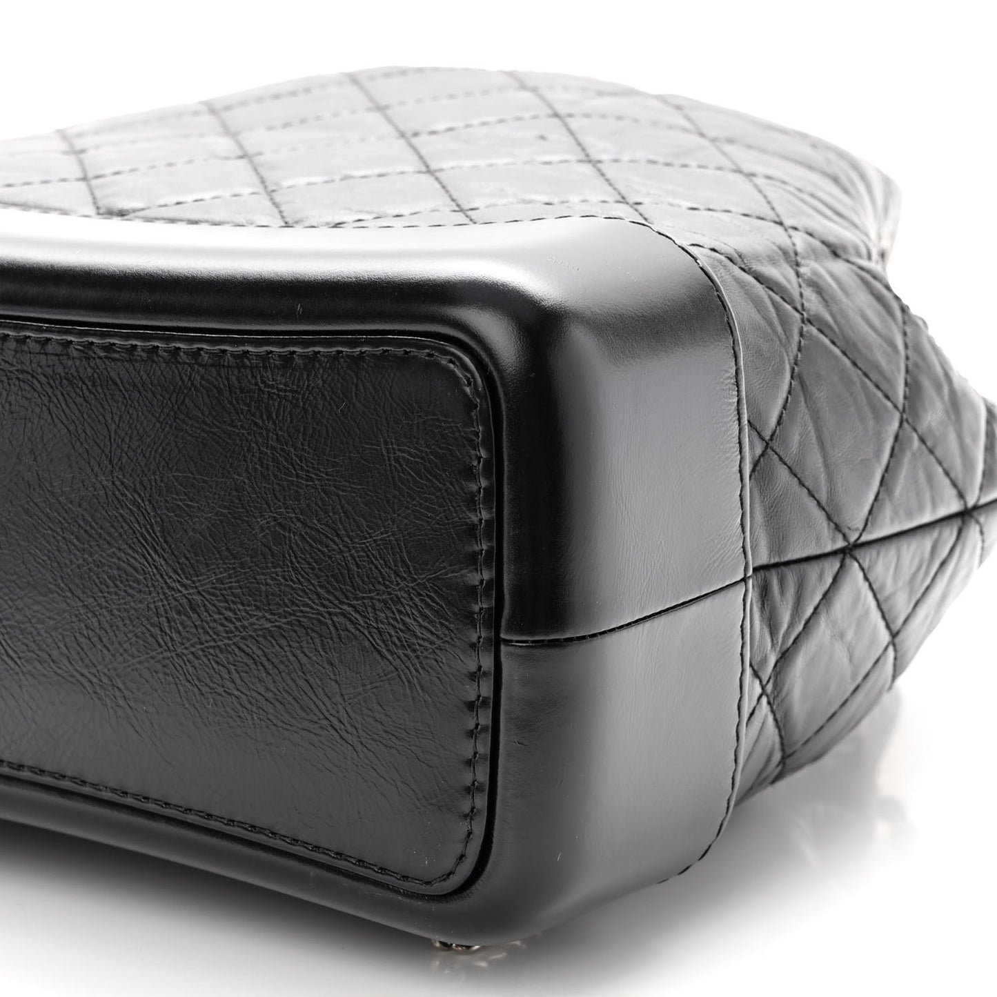 Aged Calfskin Quilted Gabrielle Backpack Black