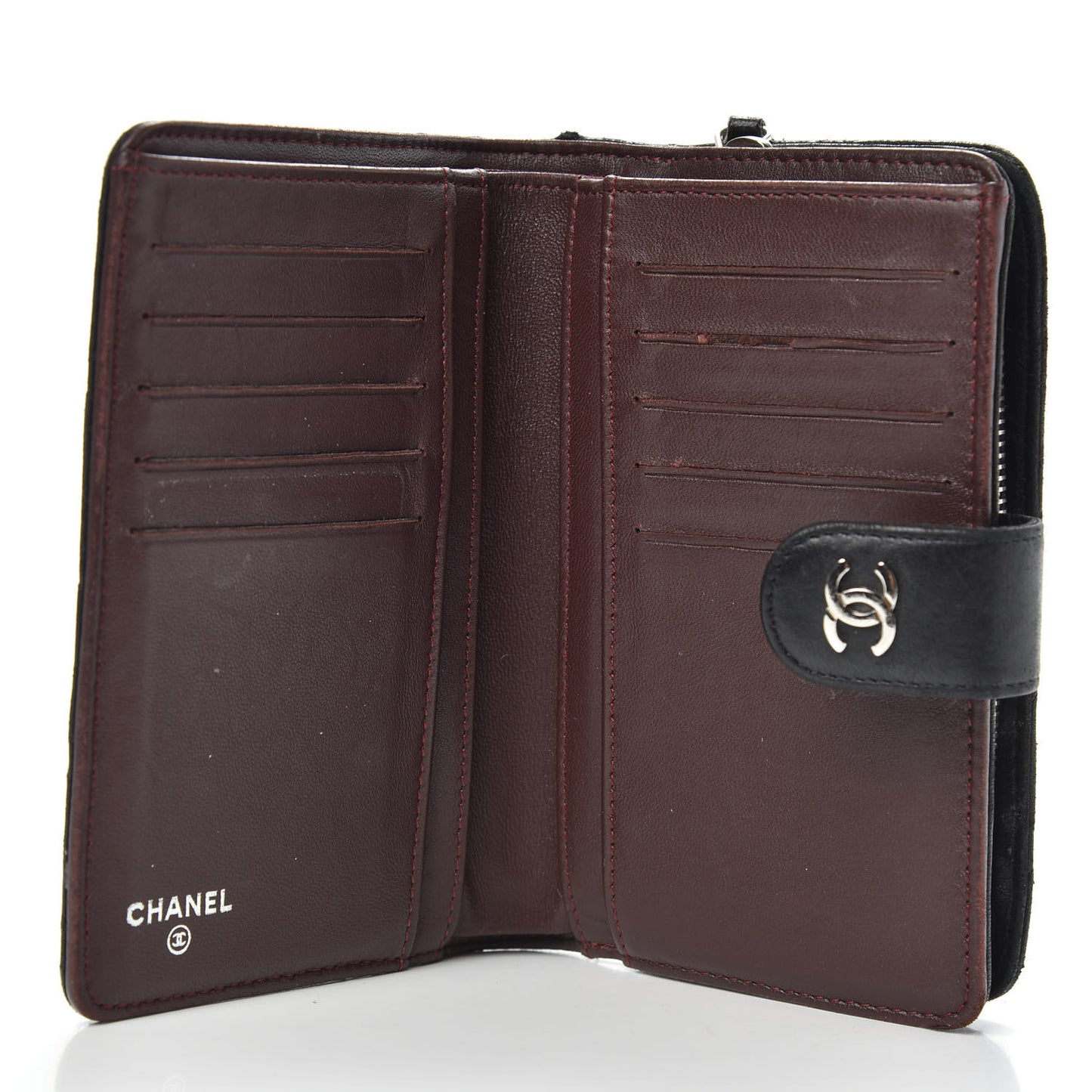 Lambskin Quilted Zipped Pocket Wallet Black