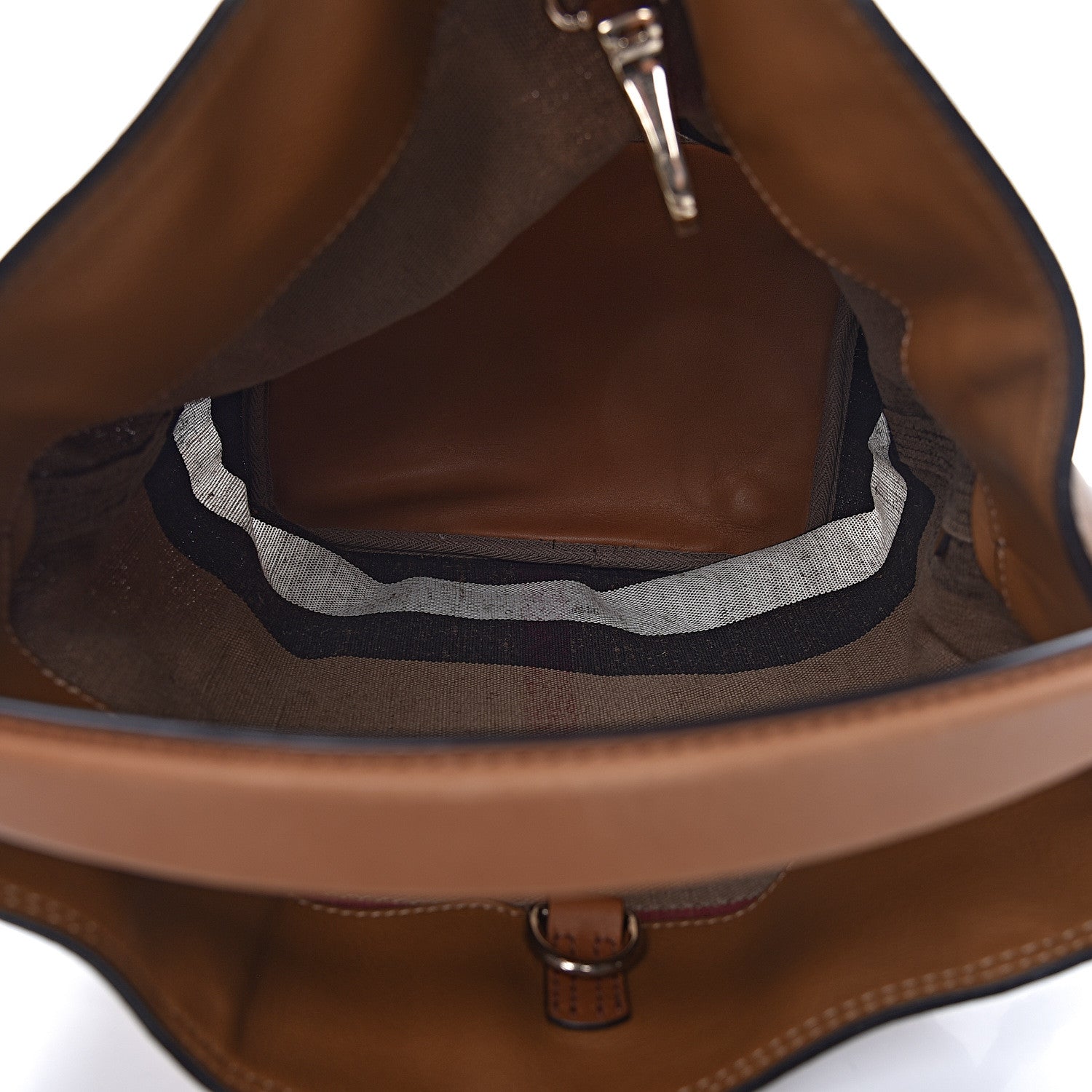 Burberry Grainy Calfskin Canvas Mega Check Medium Ashby Tassel Hobo Saddle Brown 5 of 12