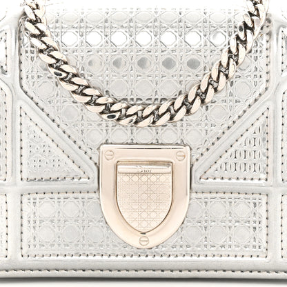 Christian Dior Metallic Patent Micro-Cannage Baby Diorama Flap Bag Silver 7 of 9