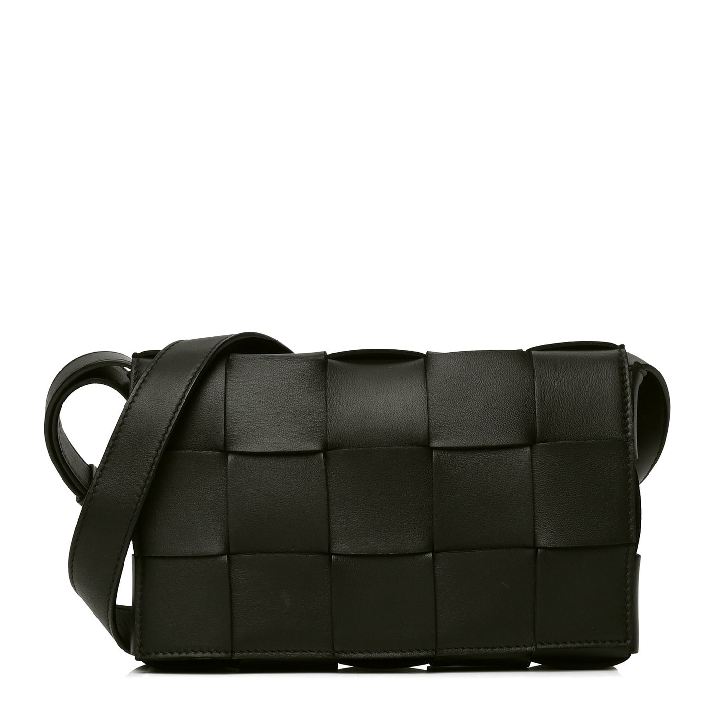 Lambskin Maxi Intrecciato Cassette Crossbody Bag Black