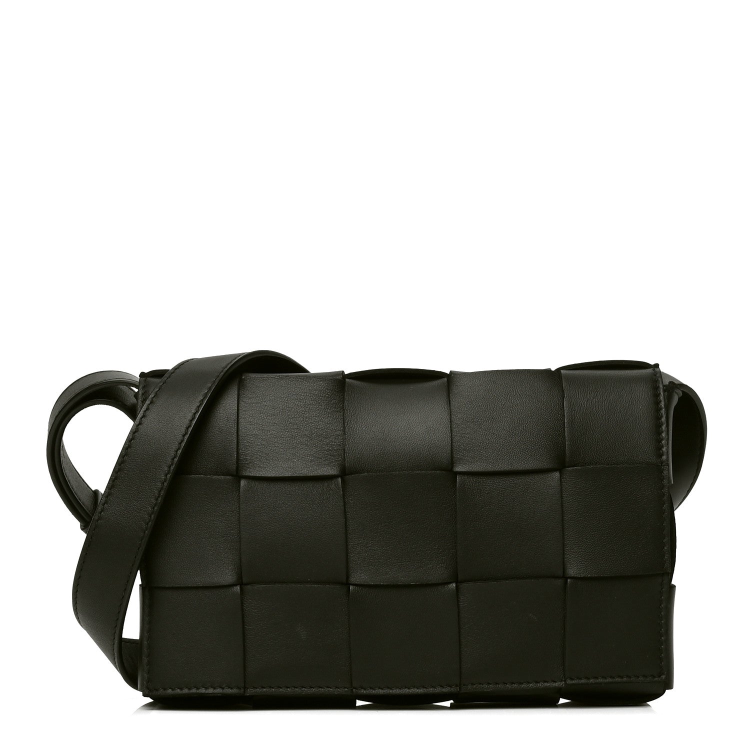 Bottega Veneta Lambskin Maxi Intrecciato Cassette Crossbody Bag Black 1 of 4