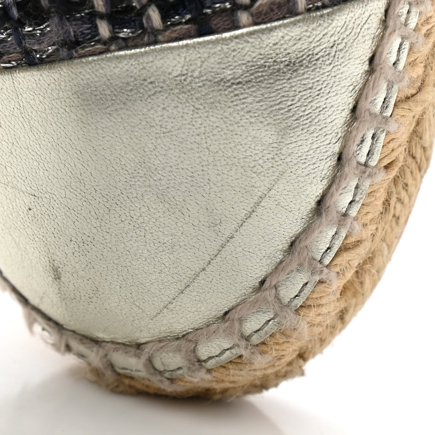 Metallic Tweed Lambskin CC Espadrilles 38 Blue Black Silver