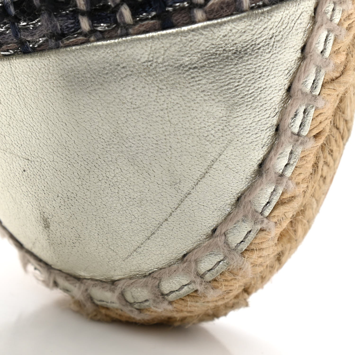 Chanel Metallic Tweed Lambskin CC Espadrilles 38 Blue Black Silver 11 of 14