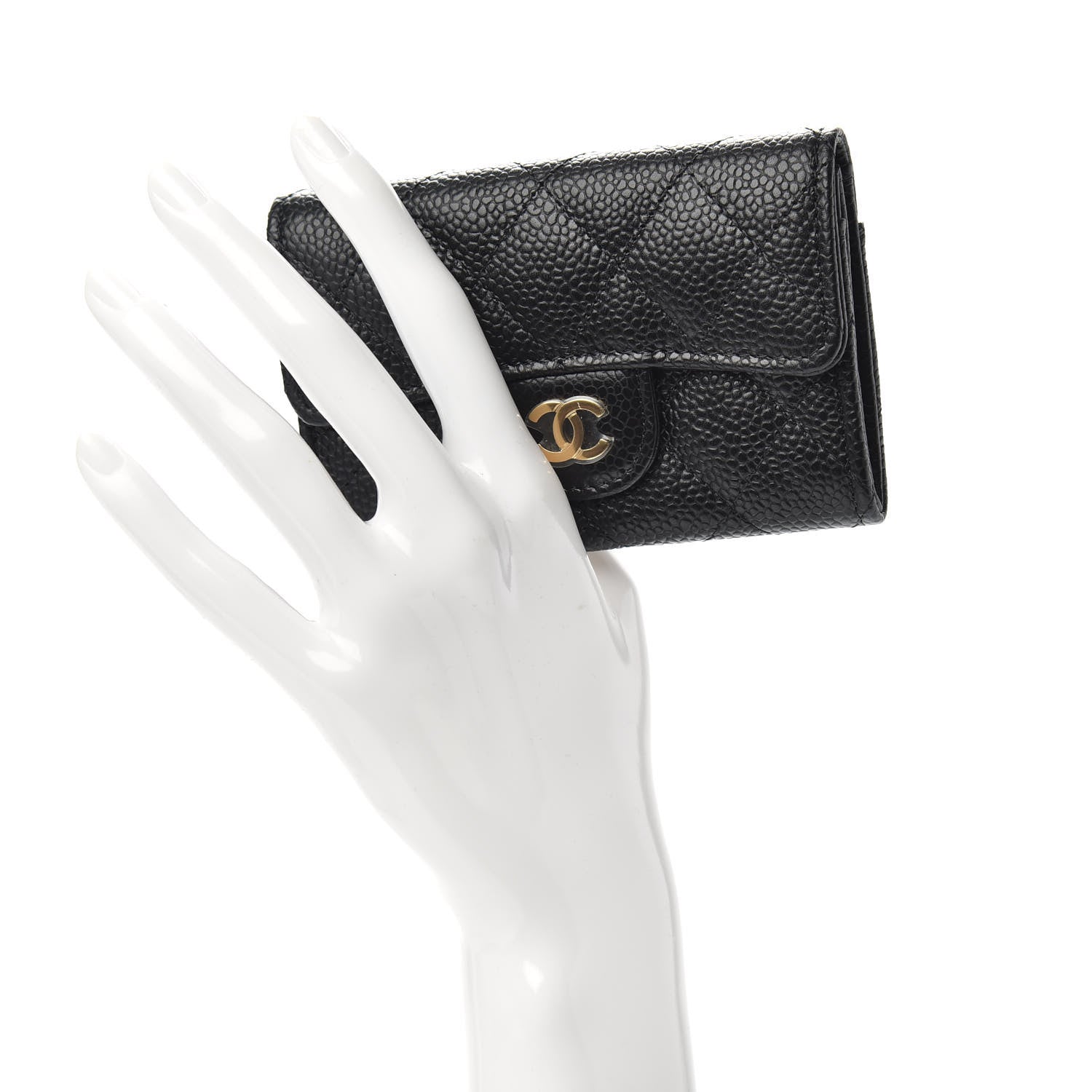 Chanel Caviar Quilted Flap Card Holder Wallet Black 2 of 9