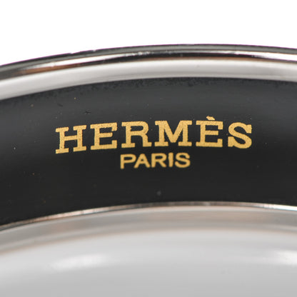 Hermes Enamel Printed Narrow Caleche Bracelet 65 White 4 of 5