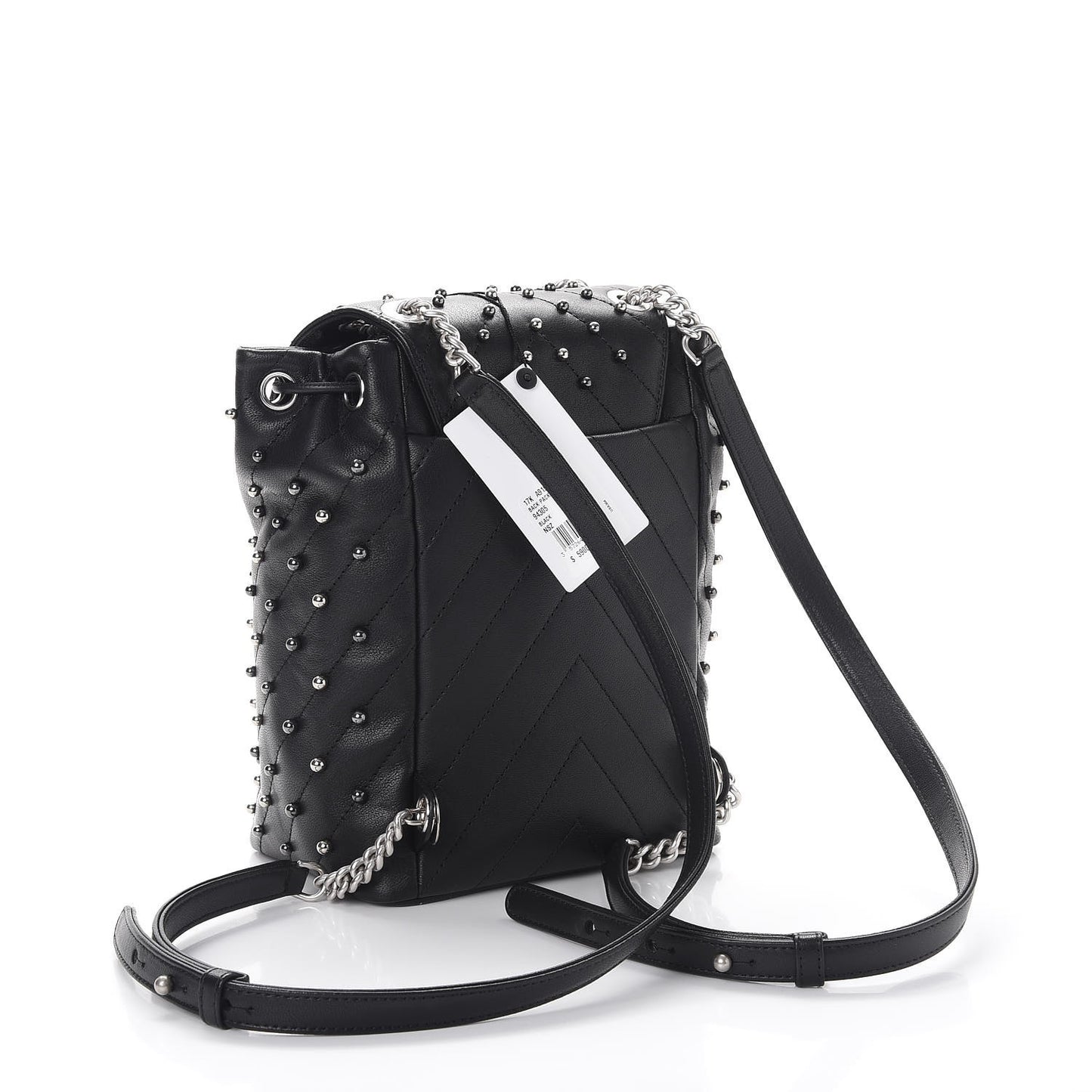 Lambskin Chevron Quilted Studded Stud Wars Backpack Black