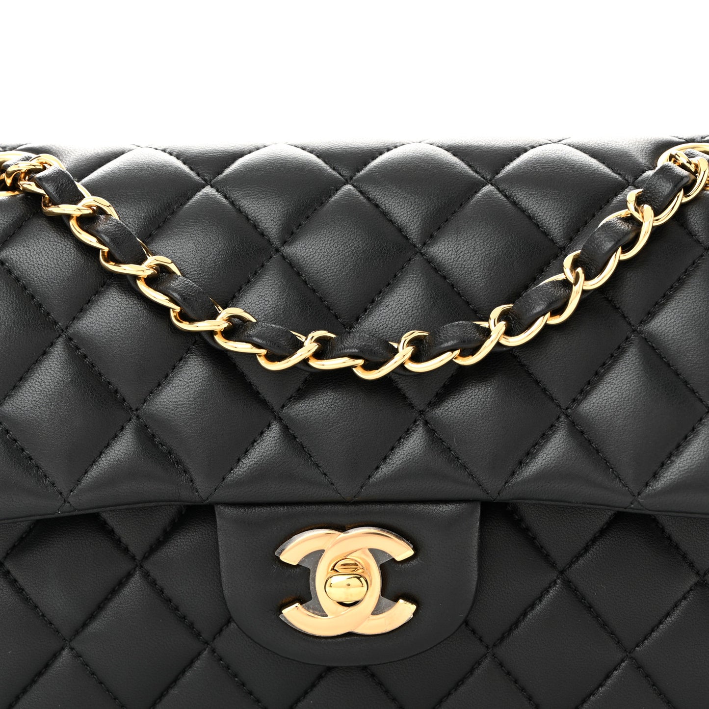 Lambskin Quilted Small Double Flap Black