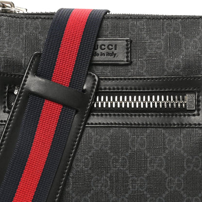 Gucci GG Supreme Monogram Web Small Flat Messenger Bag Black Grey 8 of 10