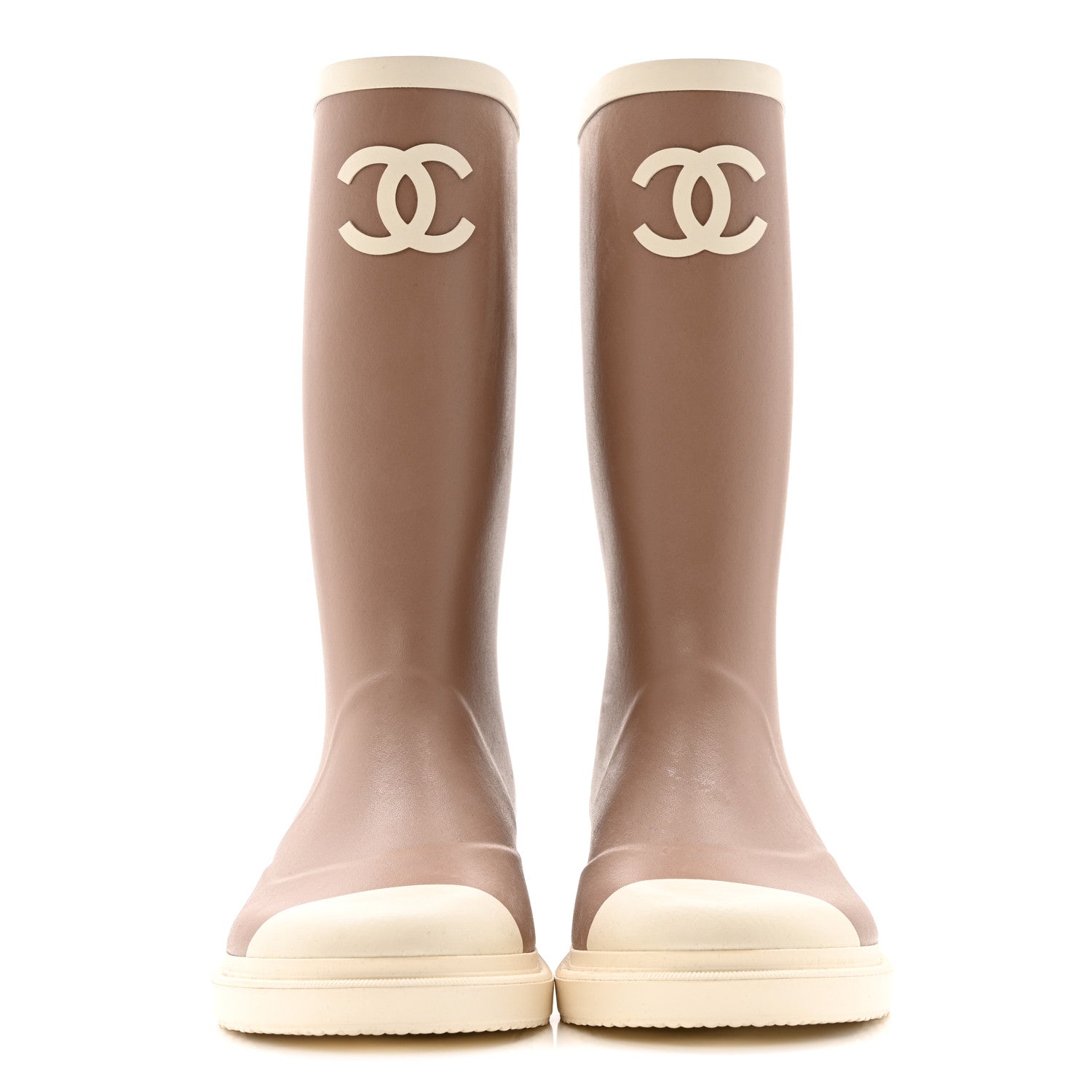 Chanel Caoutchouk CC High Boots 38 Beige White 1801634 – FASHIONPHILE