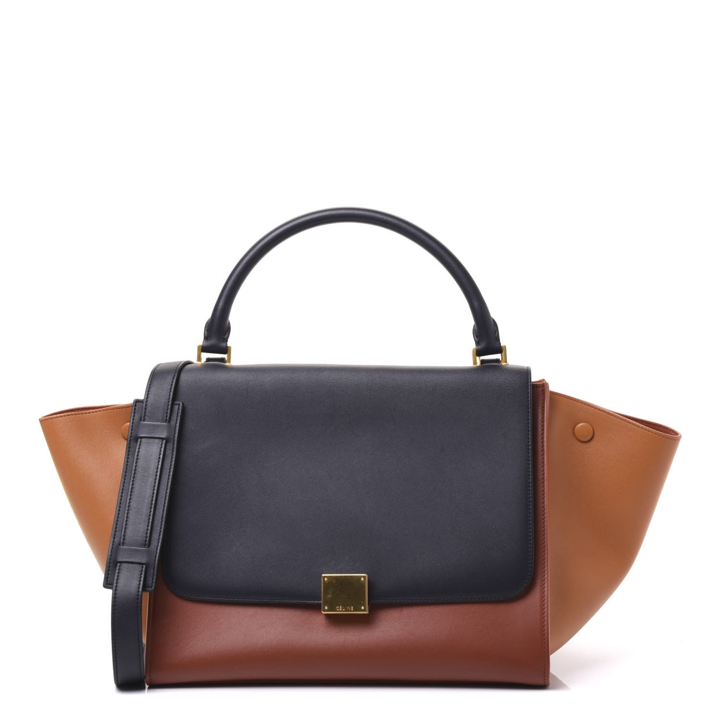 Smooth Calfskin Medium Tri-Color Trapeze Navy