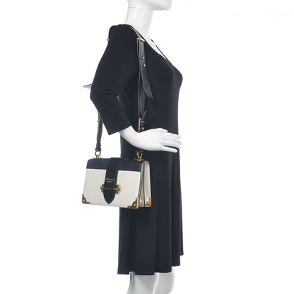 Prada City Calf Saffiano Large Cahier Bag White Black 2 of 9