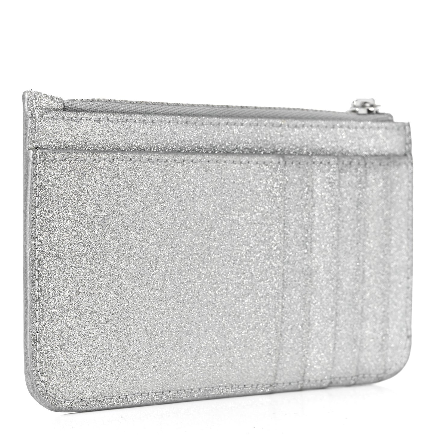 Sparkling Fabric Logo Large Cash Long Coin Card Holder Silver