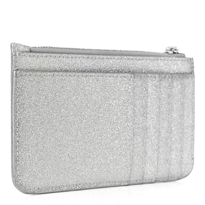 Balenciaga Sparkling Fabric Logo Large Cash Long Coin Card Holder Silver 3 of 8