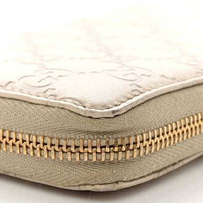 Gucci Guccissima Margaux Calfskin Metal Bar Zip Around Wallet White 13 of 14