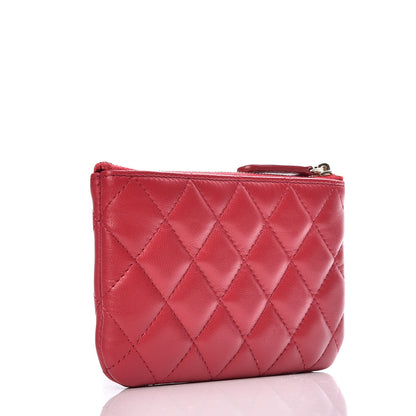 Chanel Lambskin Quilted Small Cosmetic Case Dark Pink 3 of 8