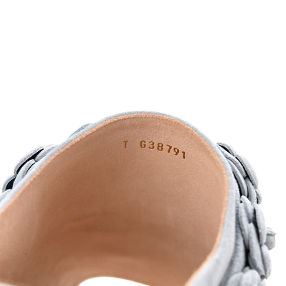 Chanel Suede Calfskin Camellia Mules 38 Light Blue 7 of 9