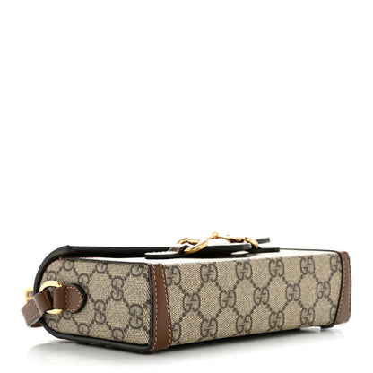 Gucci GG Supreme Monogram Mini Horsebit 1955 Shoulder Bag Beige Brown Sugar 4 of 12