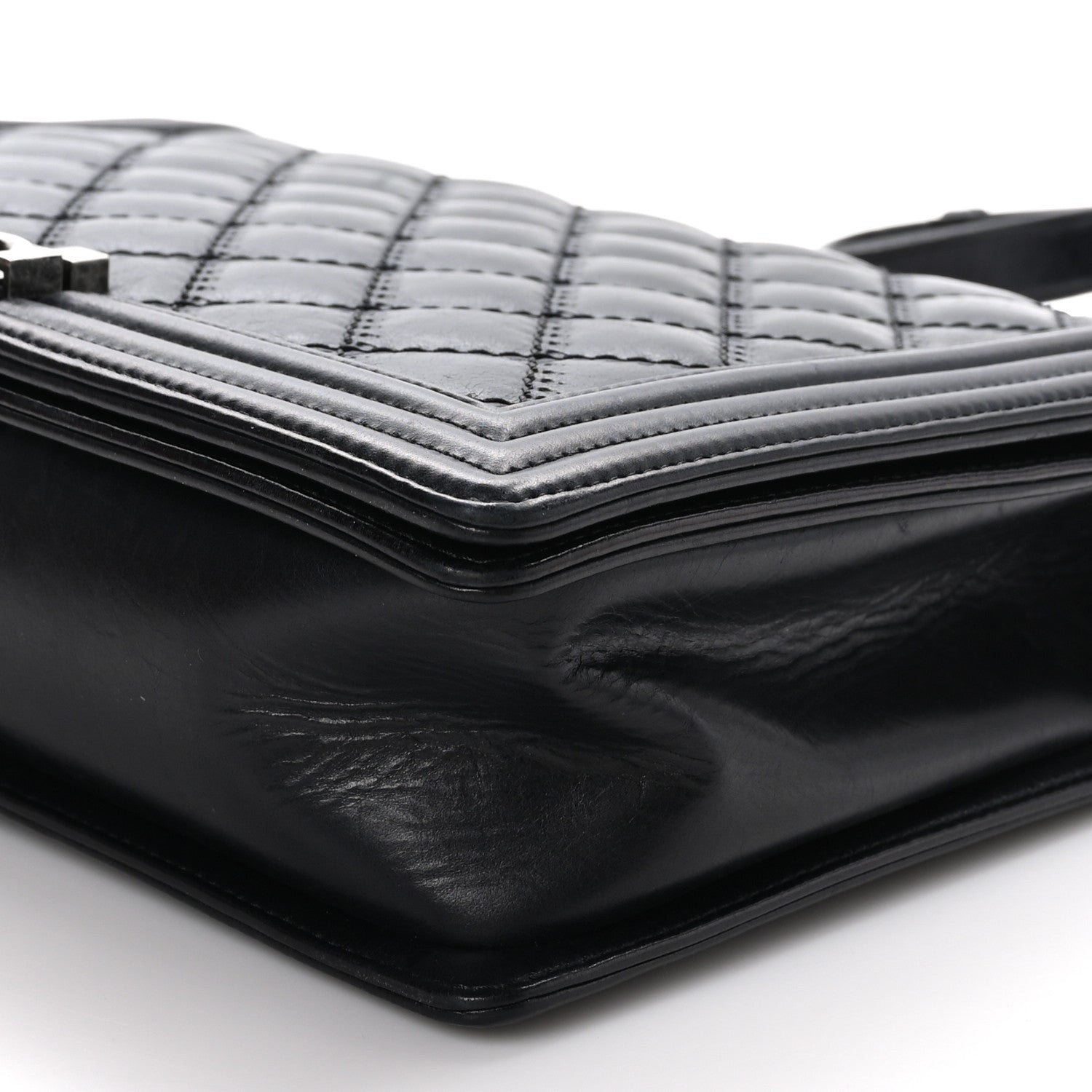 Chanel Calfskin Embossed Stitch Large Boy Flap Black 10 of 12