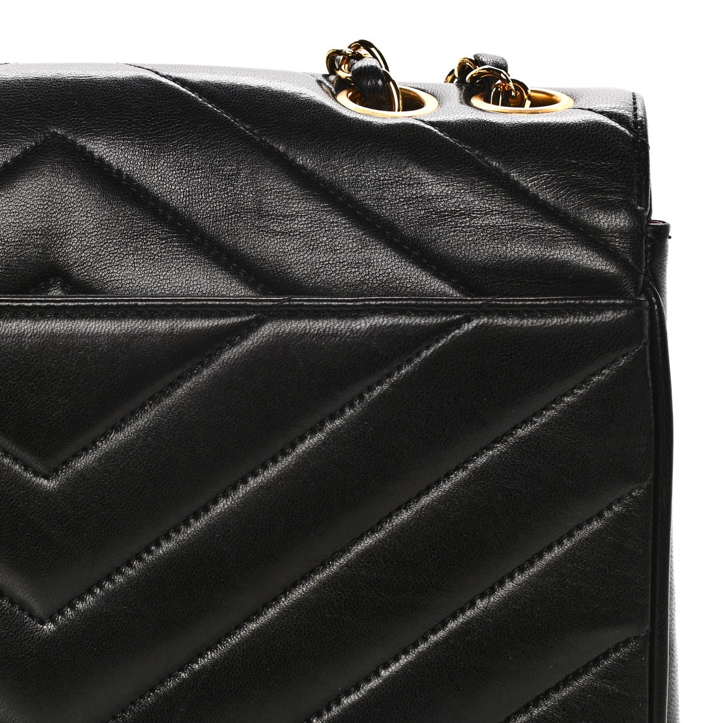 Lambskin Quilted Chevron Small Single Flap Black