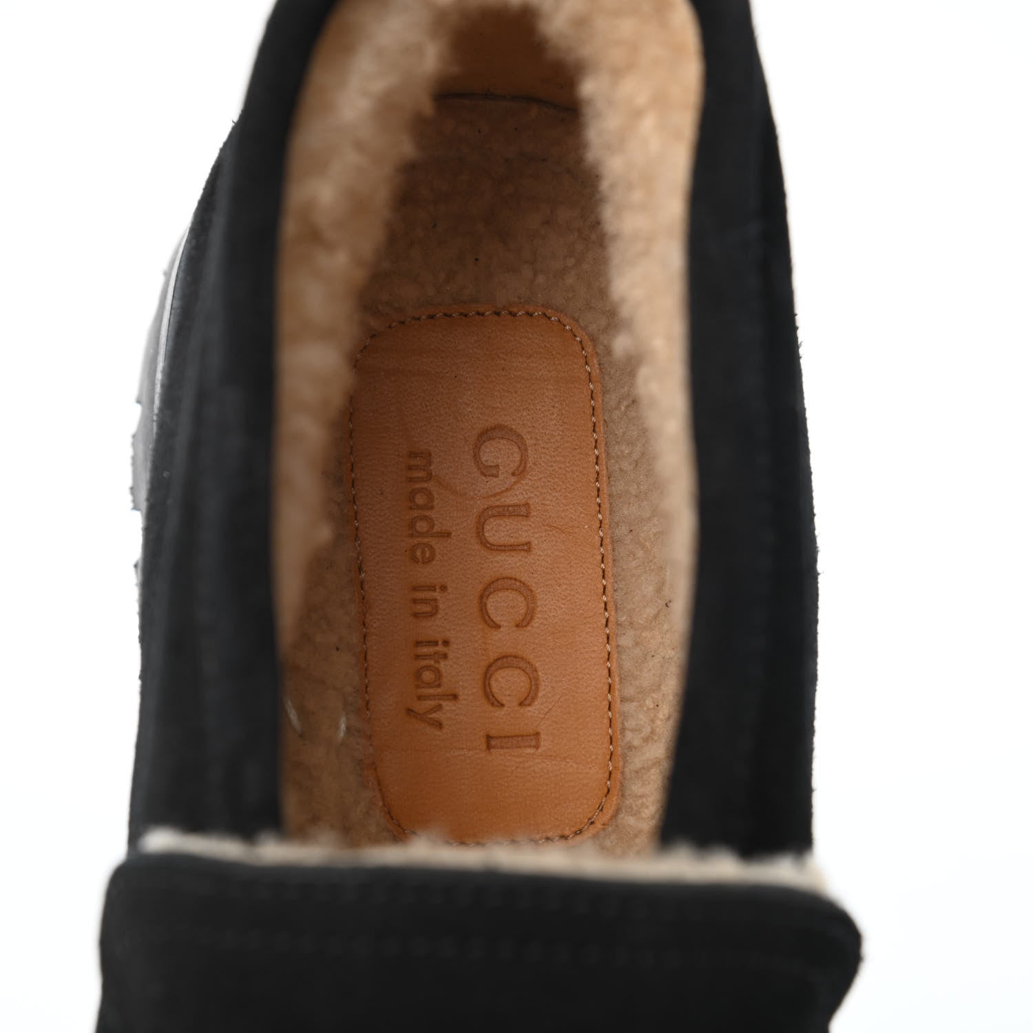 Gucci Suede Shearling Mens Harald Horsebit Ankle Boots 8 Black Butterscotch 5 of 7