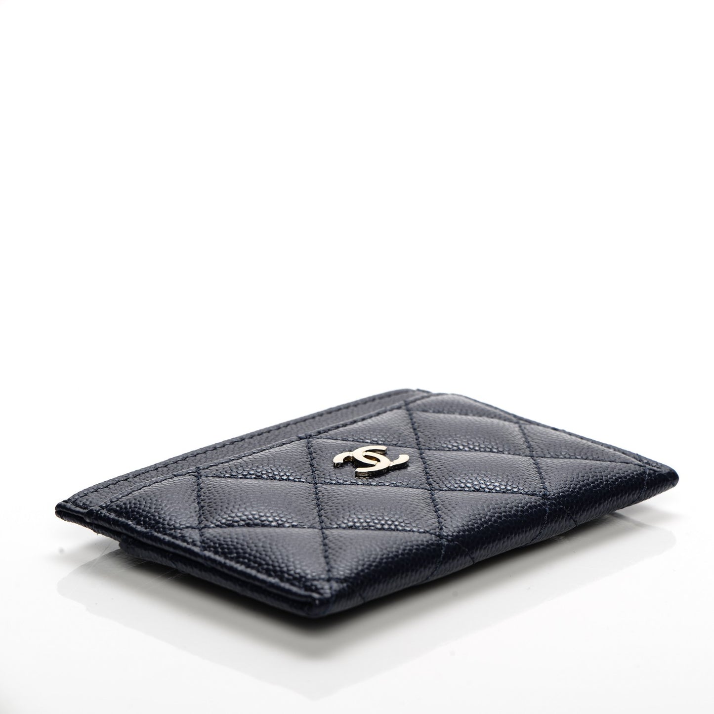 Caviar Quilted Card Holder Navy Blue