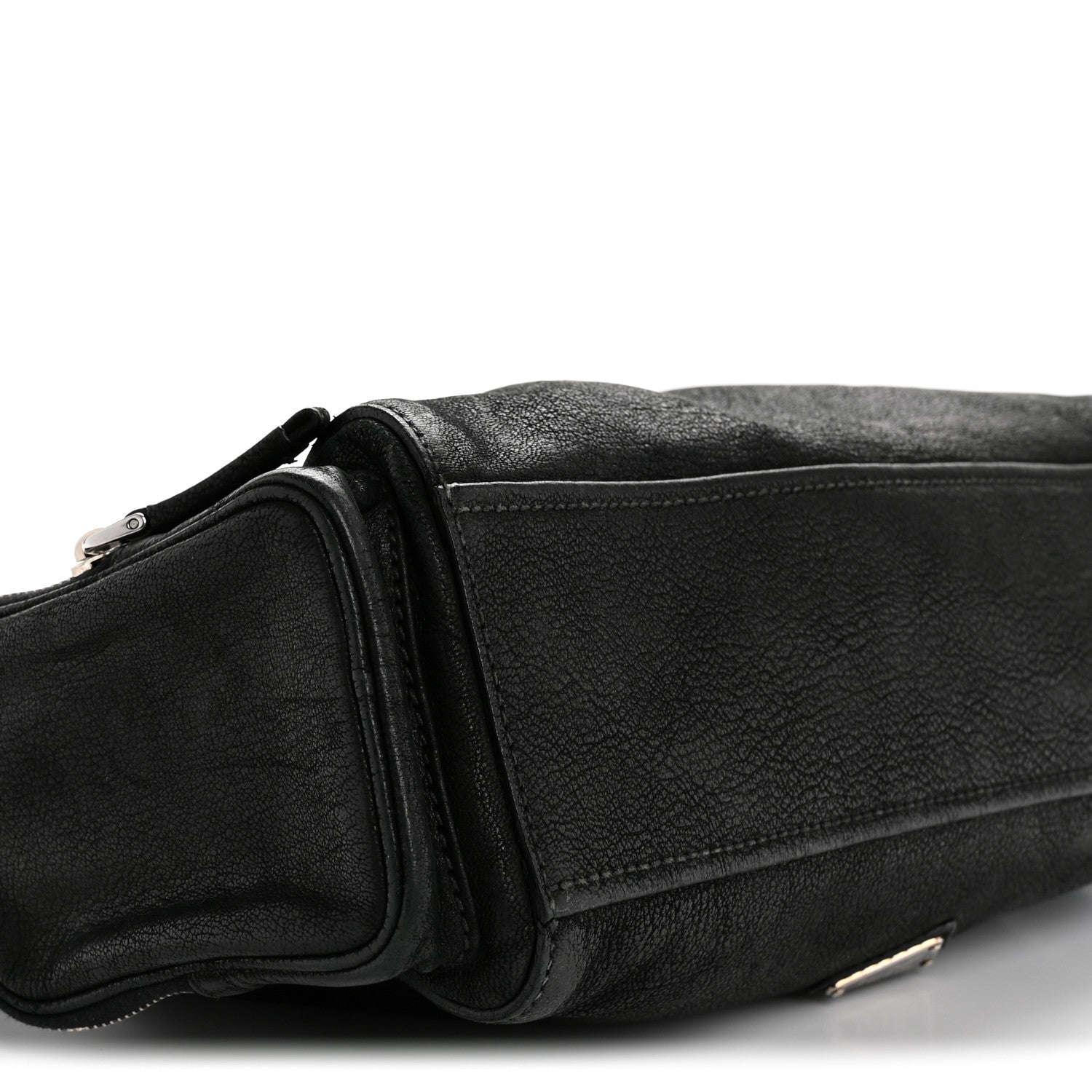 Prada Cervo Antik Easy A Foldover Pushlock Flap Shoulder Bag Black 9 of 15