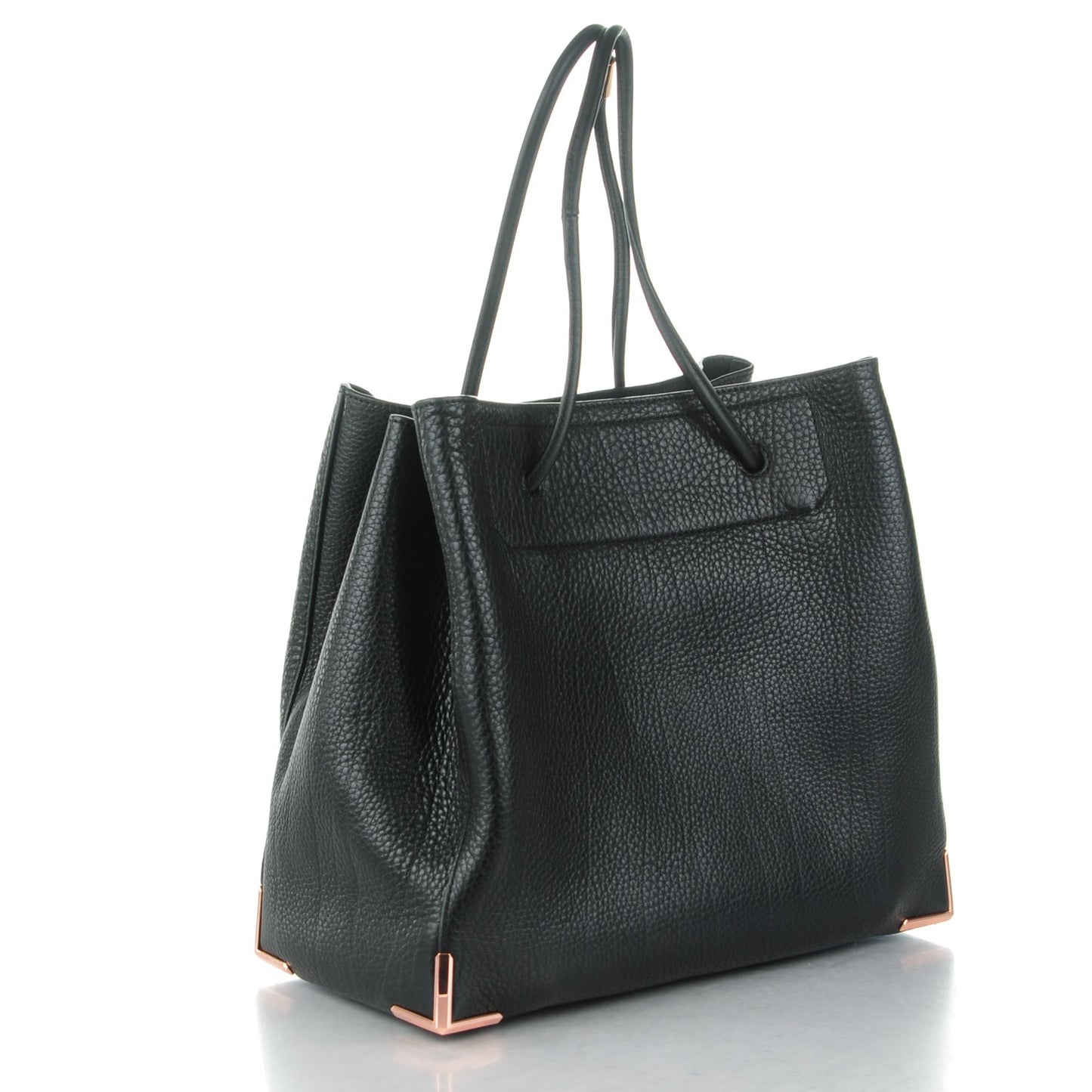Pebbled Calfskin Large Prisma Tote Black Rose Gold Hardware