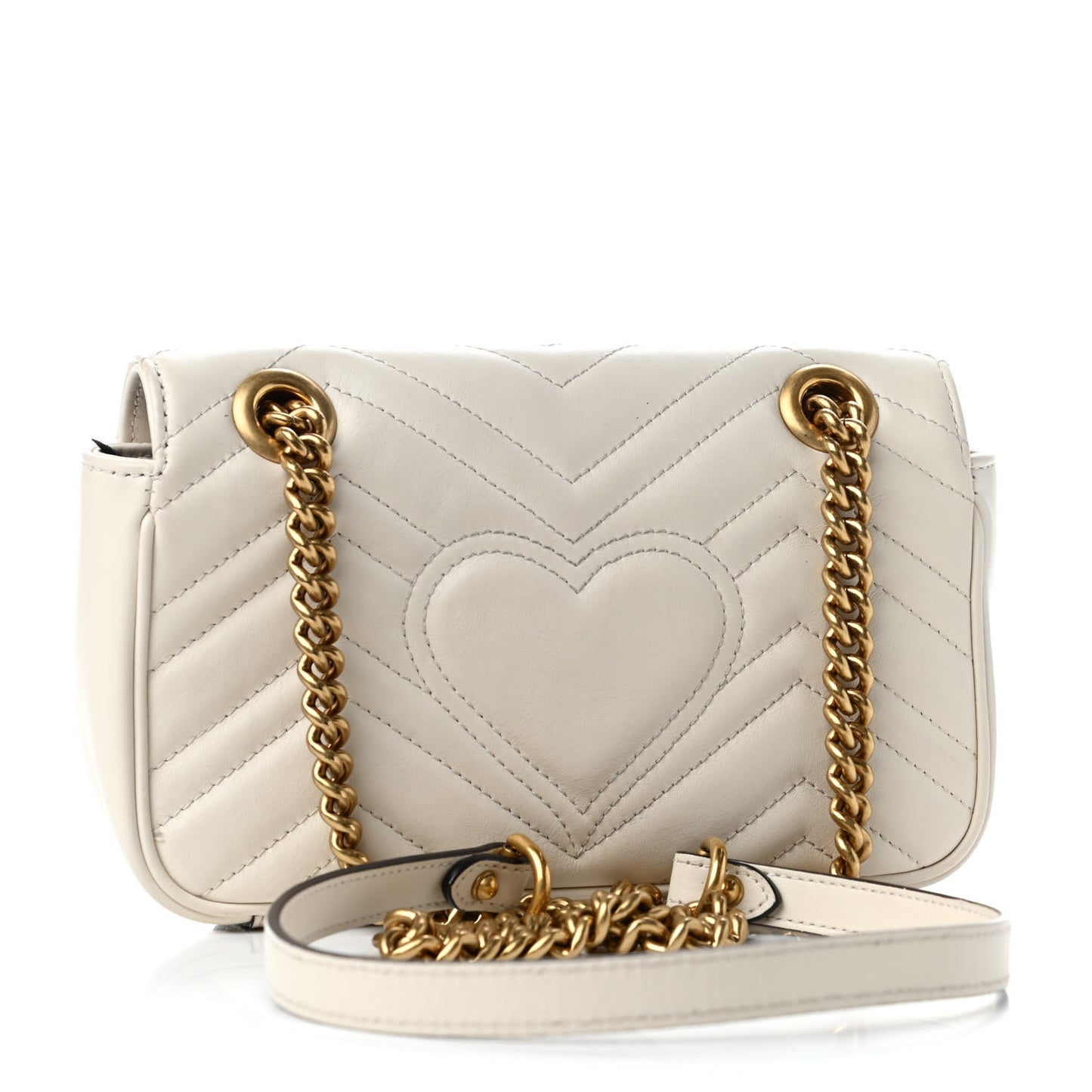 Calfskin Matelasse Mini GG Marmont Shoulder Bag White