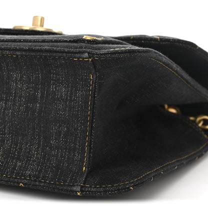 Chanel Denim Quilted Double You Mini Flap Black Golden 18 of 19