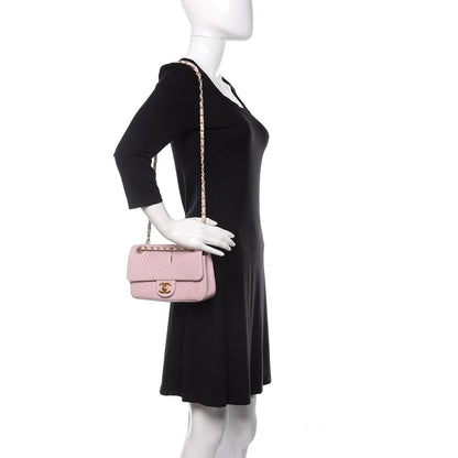 Chanel Calfskin Surpique Chevron Small Flap Pink 2 of 10
