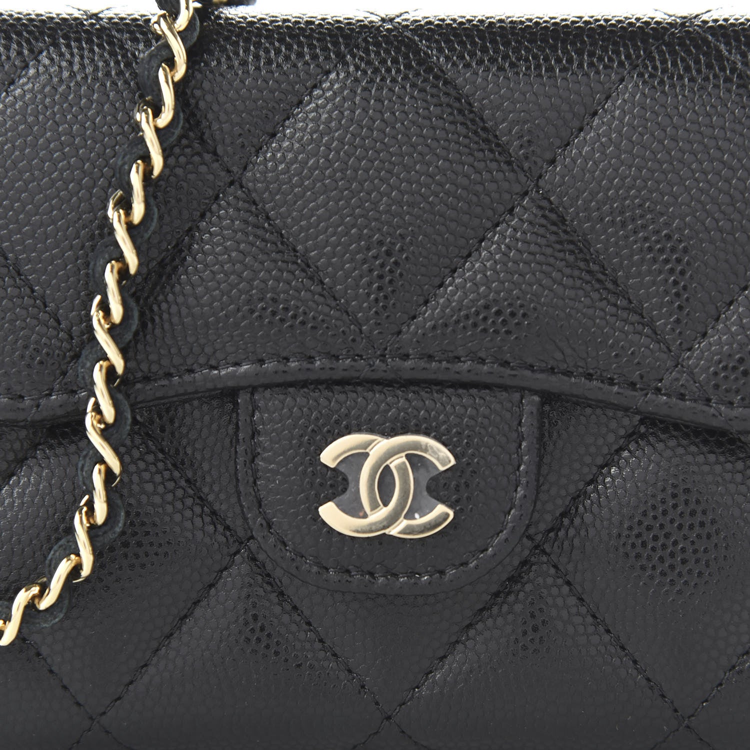 Chanel Caviar Quilted Flap Card Holder On Chain Black 10 of 11