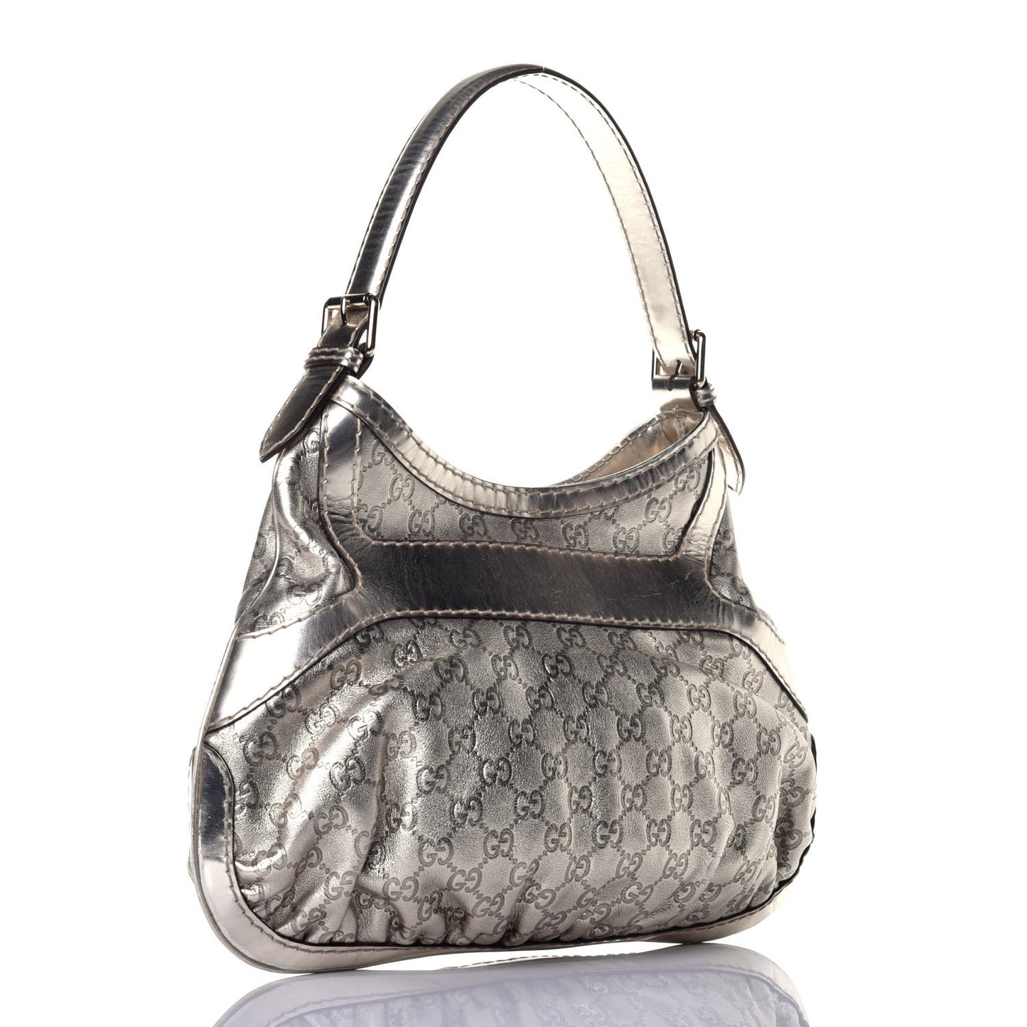 Metallic Guccissima Queen Bow Hobo Platinum